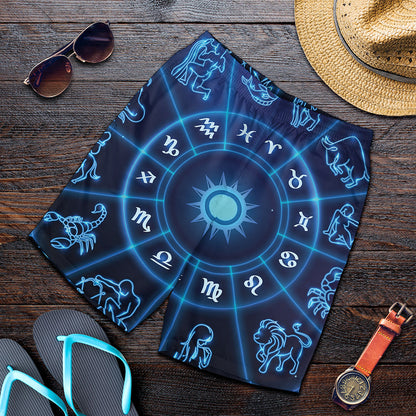Blue Light Zodiac Circle Print Men's Shorts