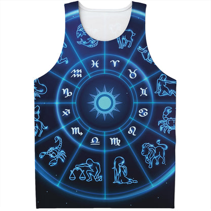 Blue Light Zodiac Circle Print Men's Tank Top