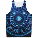 Blue Light Zodiac Circle Print Men's Tank Top