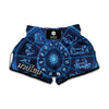 Blue Light Zodiac Circle Print Muay Thai Boxing Shorts