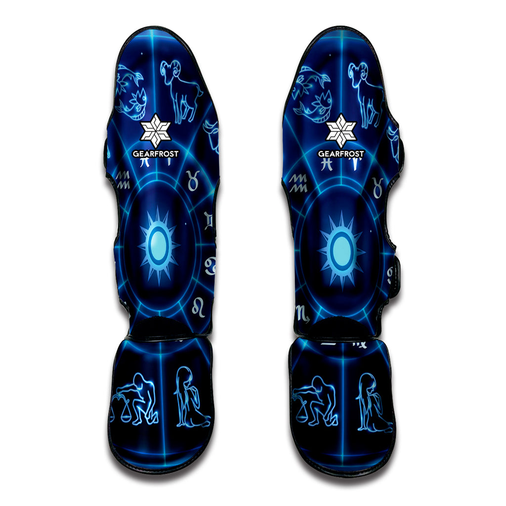 Blue Light Zodiac Circle Print Muay Thai Shin Guard