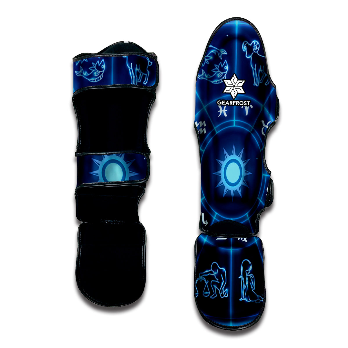 Blue Light Zodiac Circle Print Muay Thai Shin Guard