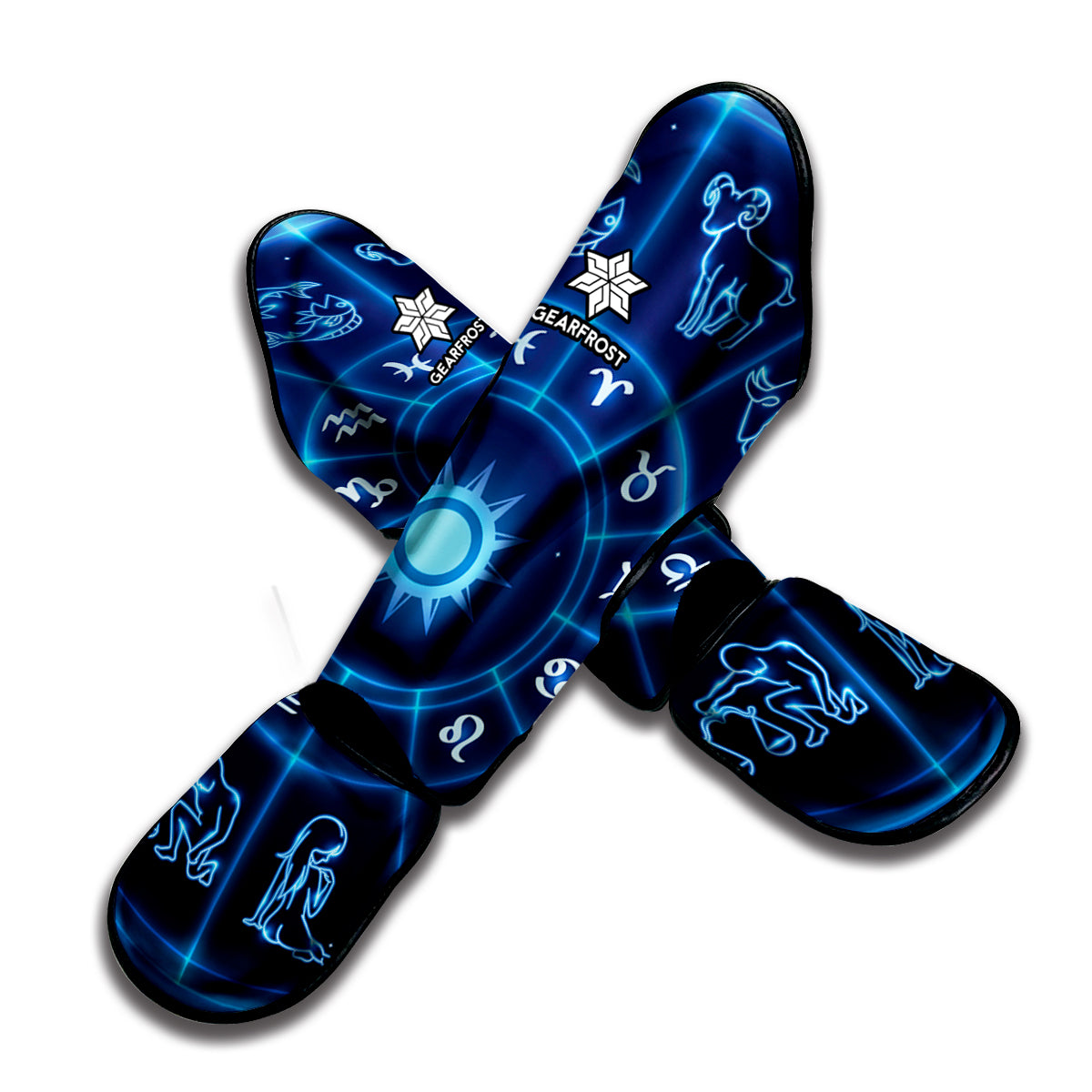 Blue Light Zodiac Circle Print Muay Thai Shin Guard