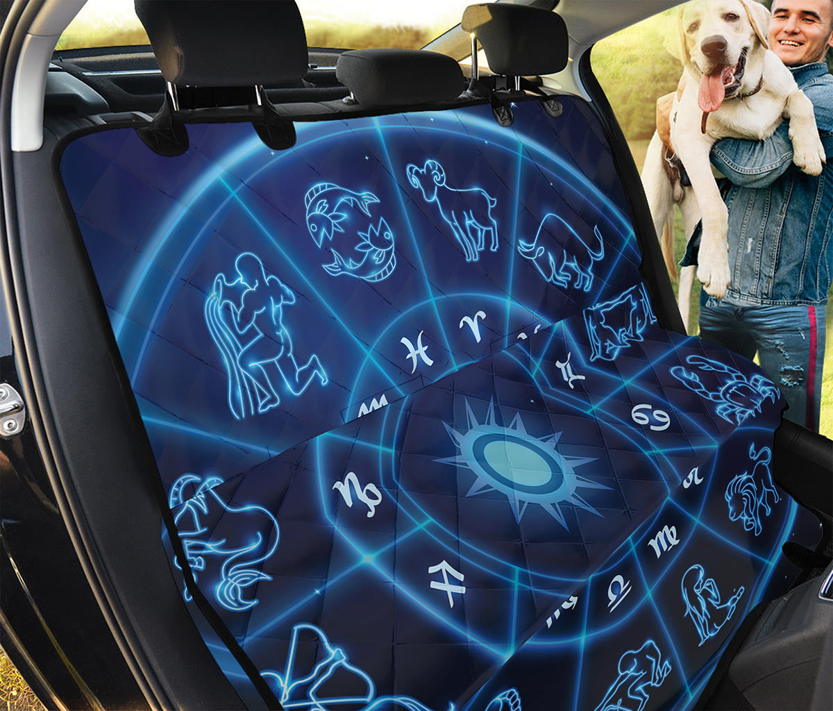 Blue Light Zodiac Circle Print Pet Car Back Seat Cover