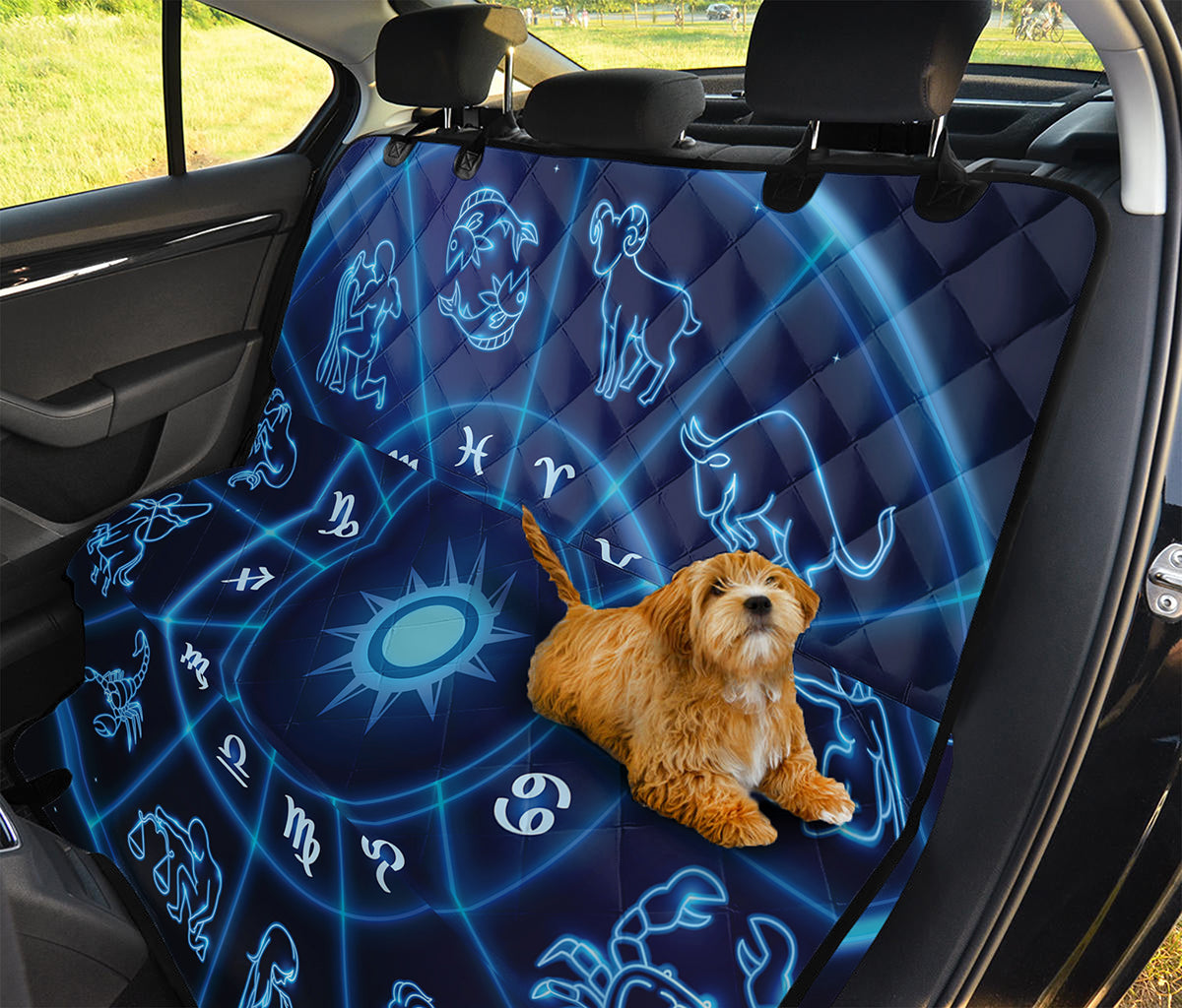 Blue Light Zodiac Circle Print Pet Car Back Seat Cover