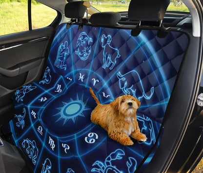 Blue Light Zodiac Circle Print Pet Car Back Seat Cover