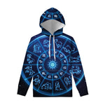 Blue Light Zodiac Circle Print Pullover Hoodie