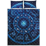 Blue Light Zodiac Circle Print Quilt Bed Set