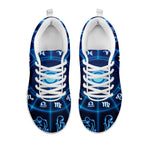 Blue Light Zodiac Circle Print White Sneakers
