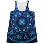 Blue Light Zodiac Circle Print Women's Racerback Tank Top