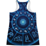 Blue Light Zodiac Circle Print Women's Racerback Tank Top