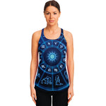 Blue Light Zodiac Circle Print Women's Racerback Tank Top