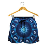 Blue Light Zodiac Circle Print Women's Shorts