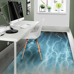 Blue Lightning Print Area Rug
