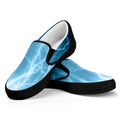 Blue Lightning Print Black Slip On Sneakers
