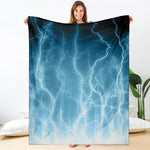 Blue Lightning Print Blanket
