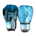 Blue Lightning Print Boxing Gloves
