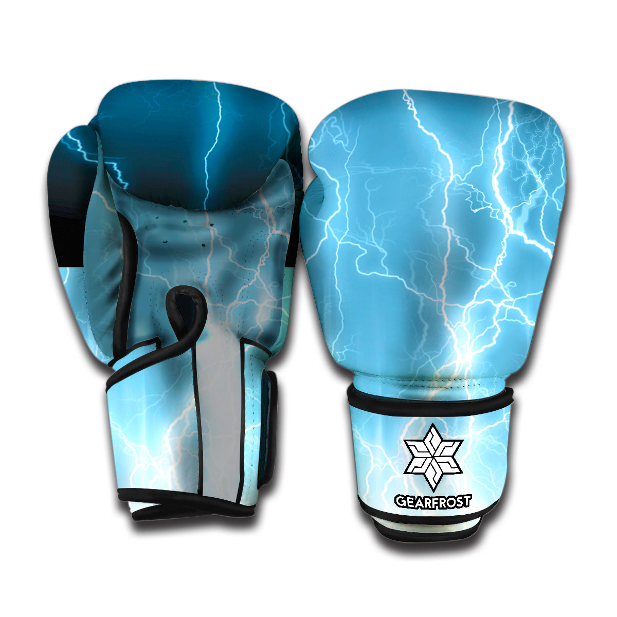 Blue Lightning Print Boxing Gloves
