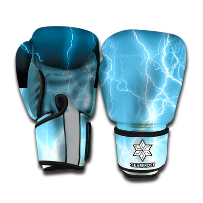 Blue Lightning Print Boxing Gloves