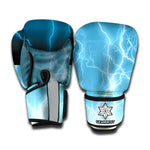Blue Lightning Print Boxing Gloves