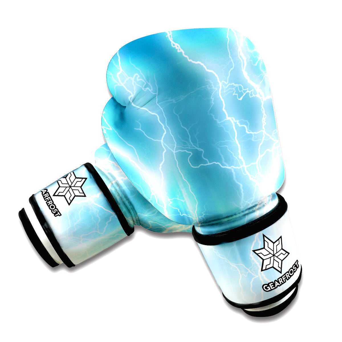 Blue Lightning Print Boxing Gloves