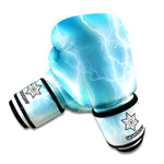 Blue Lightning Print Boxing Gloves