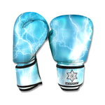 Blue Lightning Print Boxing Gloves