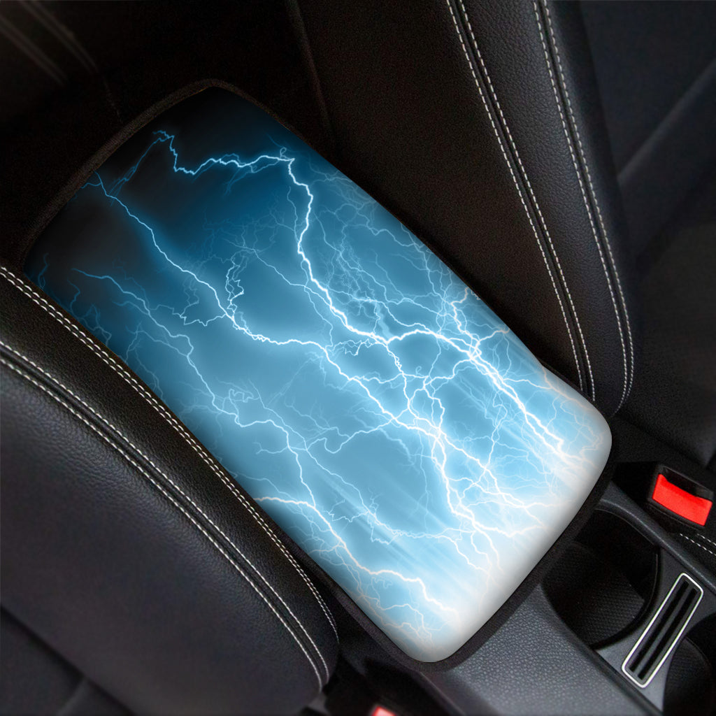 Blue Lightning Print Car Center Console Cover