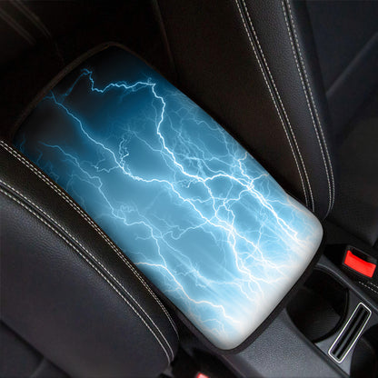 Blue Lightning Print Car Center Console Cover