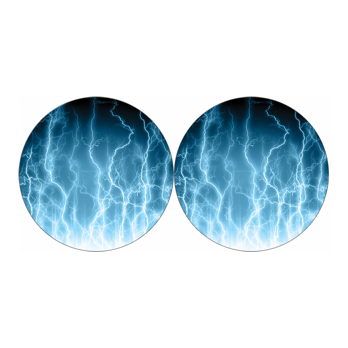 Blue Lightning Print Car Coasters