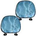 Blue Lightning Print Car Headrest Covers