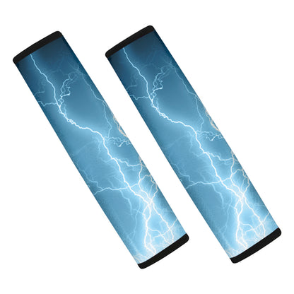 Blue Lightning Print Car Seat Belt Covers