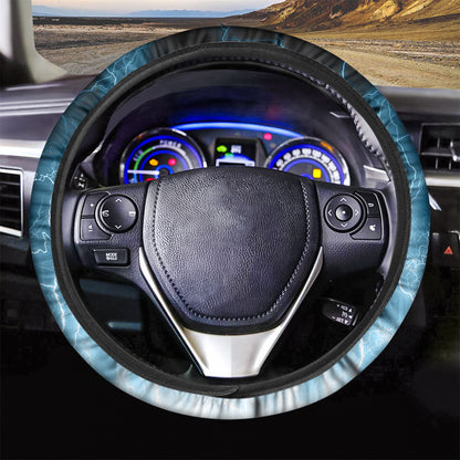 Blue Lightning Print Car Steering Wheel Cover