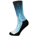 Blue Lightning Print Crew Socks