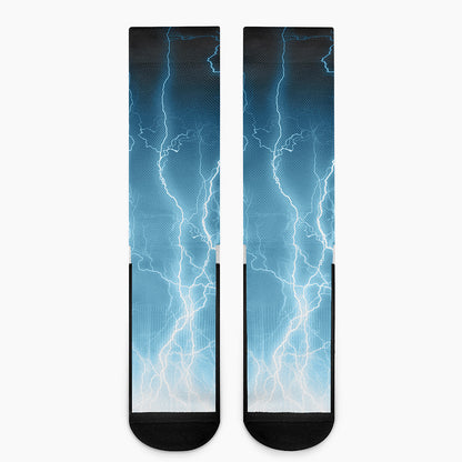 Blue Lightning Print Crew Socks