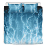 Blue Lightning Print Duvet Cover Bedding Set