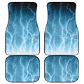Blue Lightning Print Front and Back Car Floor Mats