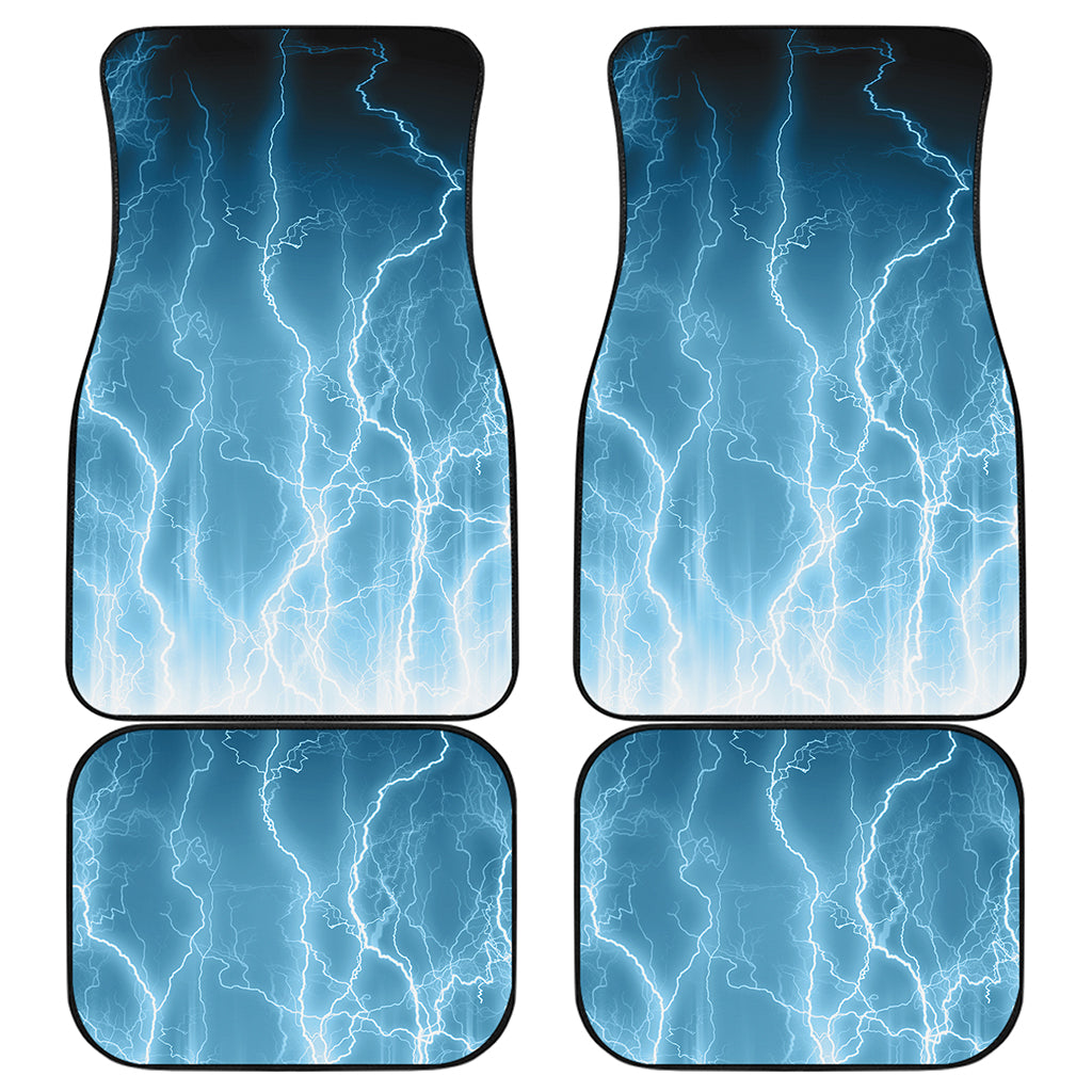 Blue Lightning Print Front and Back Car Floor Mats
