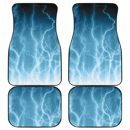 Blue Lightning Print Front and Back Car Floor Mats