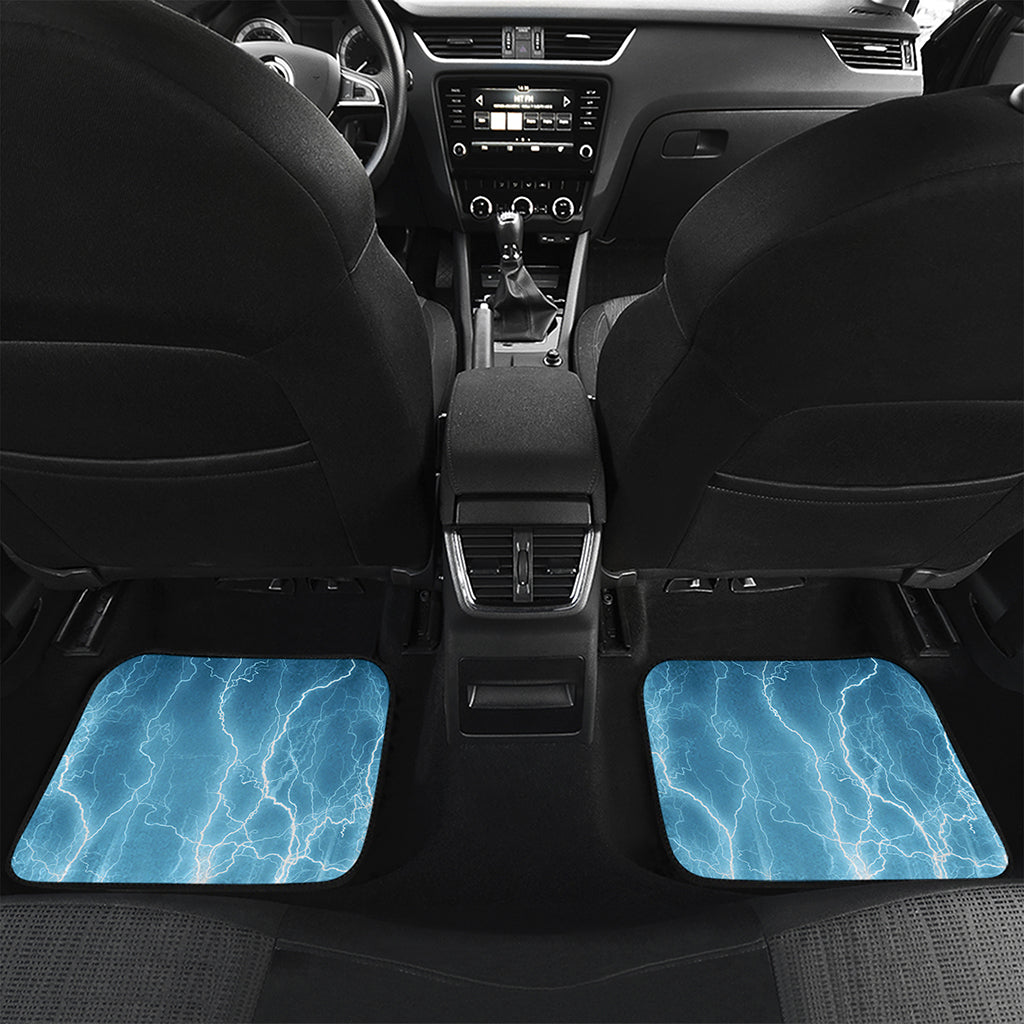 Blue Lightning Print Front and Back Car Floor Mats
