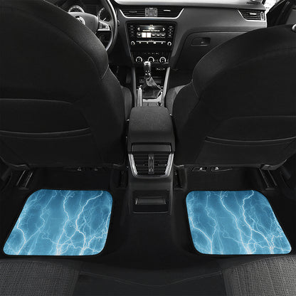Blue Lightning Print Front and Back Car Floor Mats