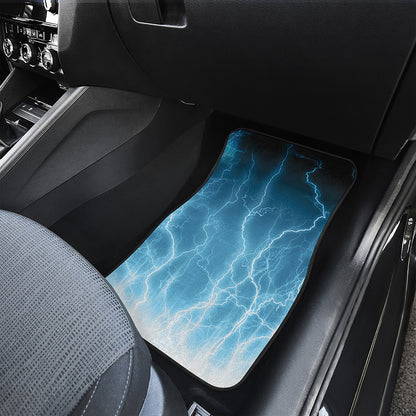 Blue Lightning Print Front Car Floor Mats