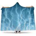 Blue Lightning Print Hooded Blanket