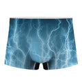 Blue Lightning Print Men's Boxer Briefs