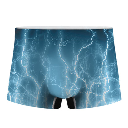 Blue Lightning Print Men's Boxer Briefs