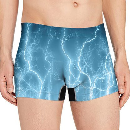 Blue Lightning Print Men's Boxer Briefs