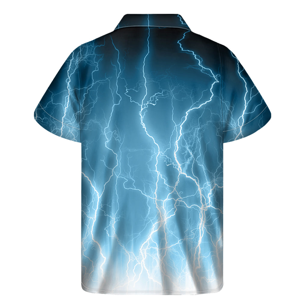 Blue Lightning Print Men's Short Sleeve Shirt