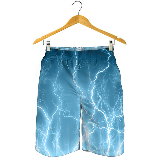 Blue Lightning Print Men's Shorts