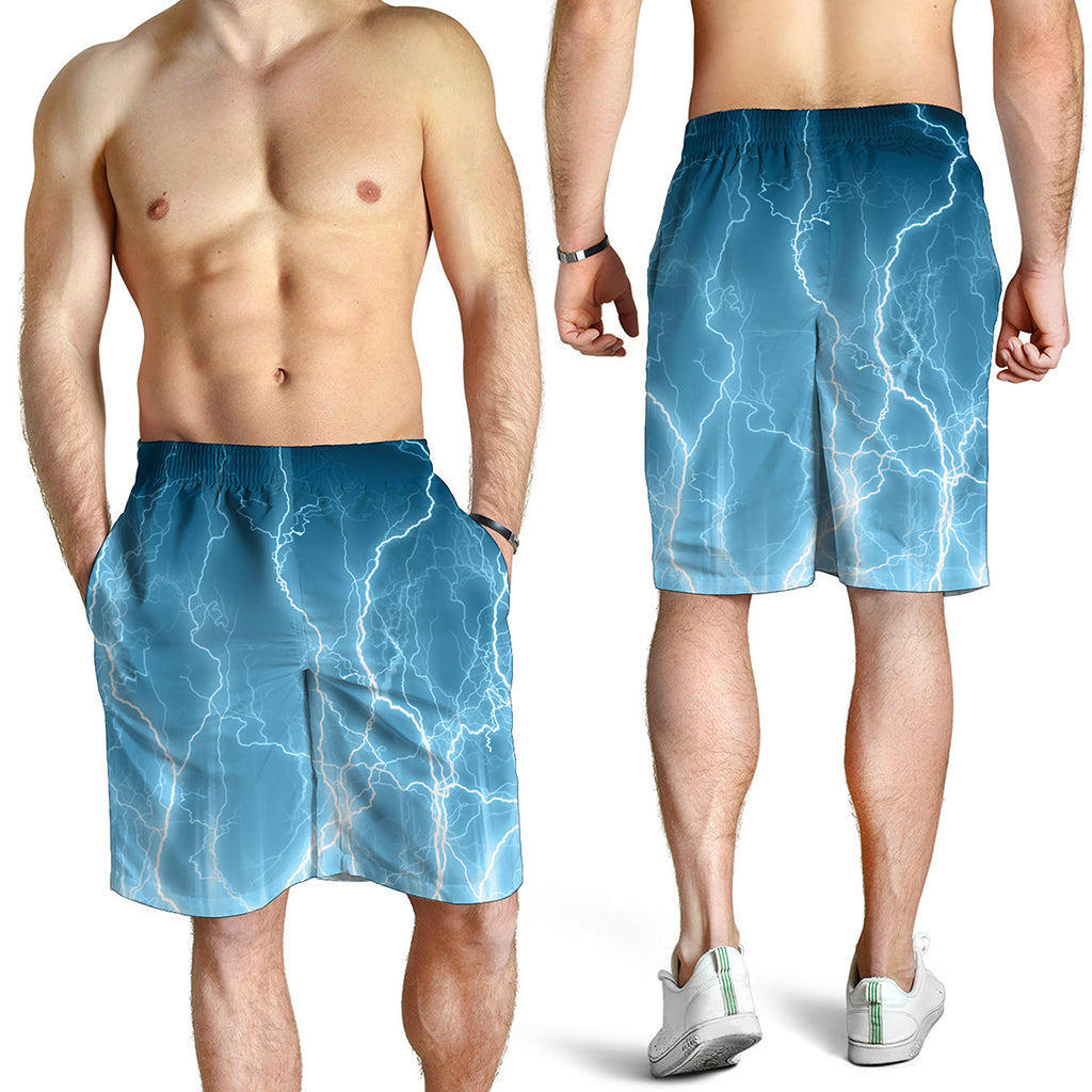 Blue Lightning Print Men's Shorts