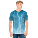 Blue Lightning Print Men's T-Shirt